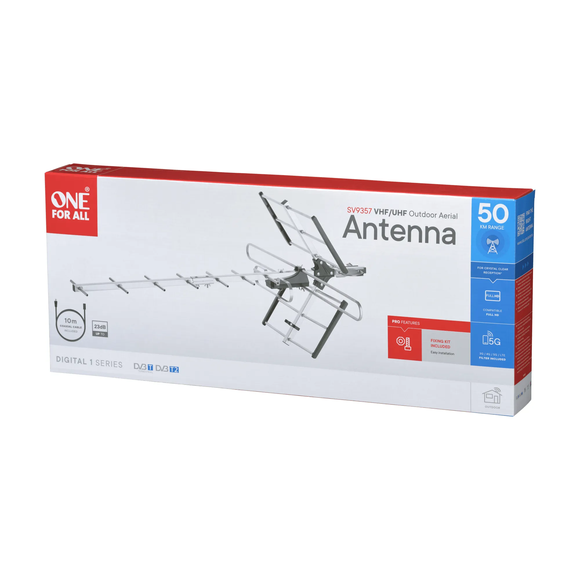 One For All SV9357 5G -ulkotelevisioantenni, hopea